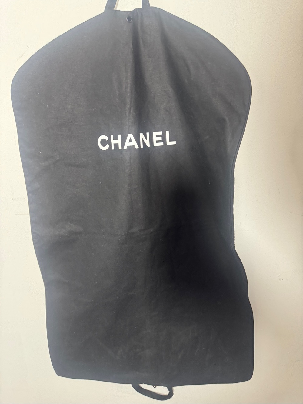 CHANEL Black Garment Bag / Suit Carrier Travel Dust Bag Large Logo Zip Closure